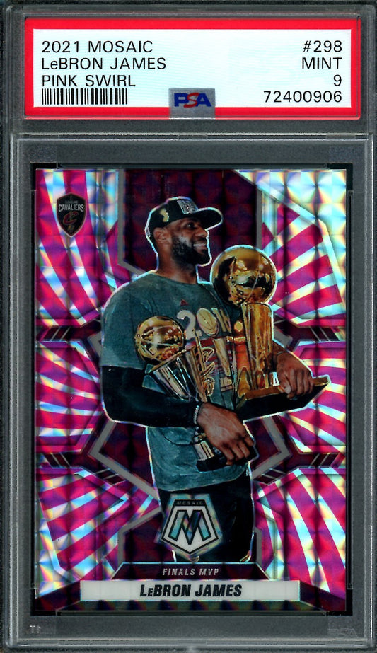 2021/22 Panini Mosaic LeBron James Finals MVP Pink Swirl /11 PSA 9 Lakers