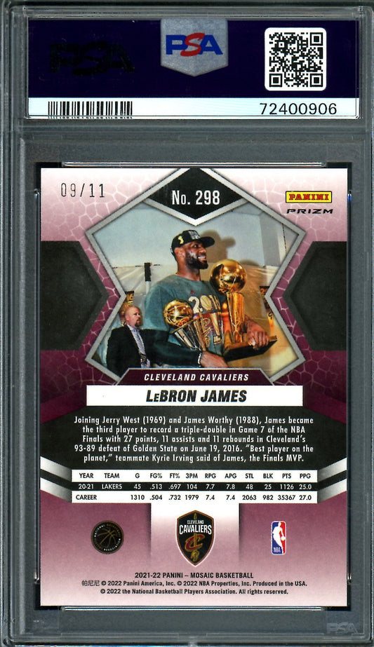 2021/22 Panini Mosaic LeBron James Finals MVP Pink Swirl /11 PSA 9 Lakers