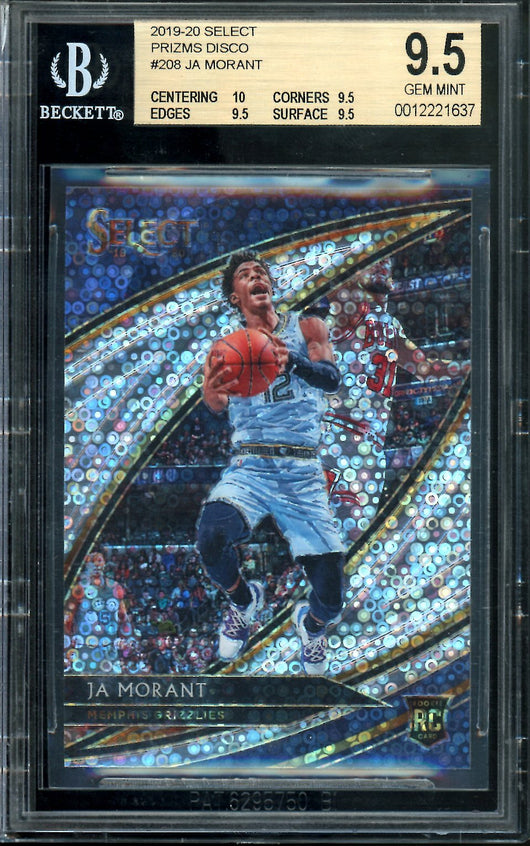 2019/20 Panini Select Ja Morant Rookie Courtside Disco BGS 9.5 Grizzlies