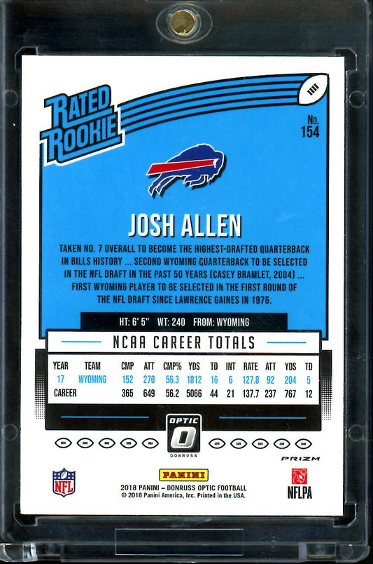 2018 Panini Optic Josh Allen Rookie Green Velocity Bills
