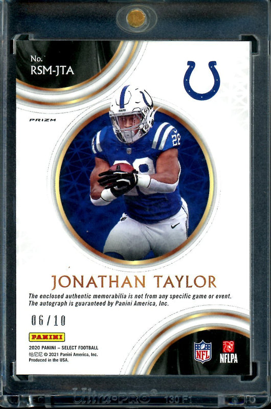2020 Panini Select Jonathan Taylor Rookie RPA Gold /10 Colts