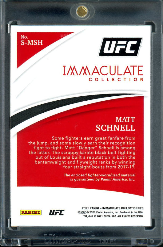 2021 Panini Immaculate Matt Schnell Swatches Tag Patch 1/1 UFC