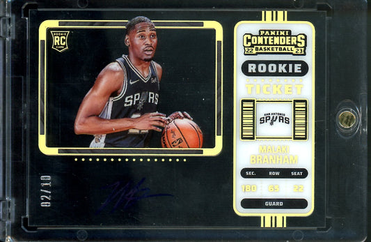 2022/23 Panini Contenders Malaki Branham Rookie Ticket Variation Clear Gold /10 Spurs