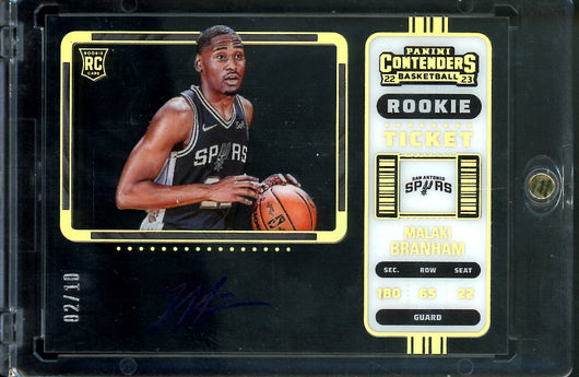 2022/23 Panini Contenders Malaki Branham Rookie Ticket Variation Clear Gold /10 Spurs