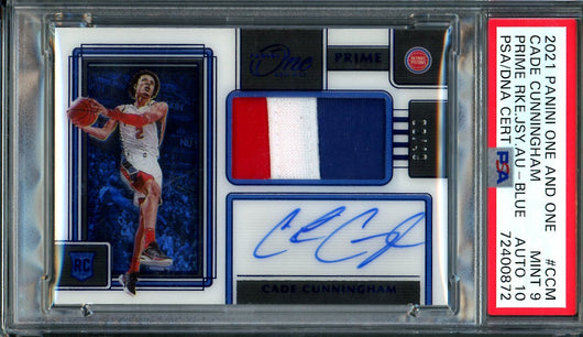 2021/22 Panini One & One Cade Cunningham Rookie RPA Blue /49 PSA 9 10 Auto Pistons