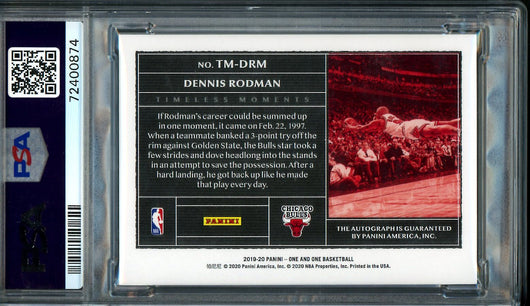 2019/20 Panini One & One Dennis Rodman Timeless Moments Red /25 PSA 10 9 Auto Bulls