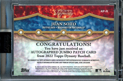 2022 Topps Dynasty Juan Soto Patch Auto /5 Nationals