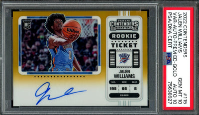 2022/23 Panini Contenders Jalen Williams Rookie Variation Premium Auto Gold /10 PSA 10/10 Thunder