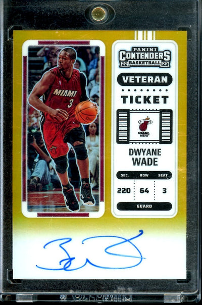 2022/23 Panini Contenders Dwayne Wade Veteran Ticket Auto Gold /10 Heat
