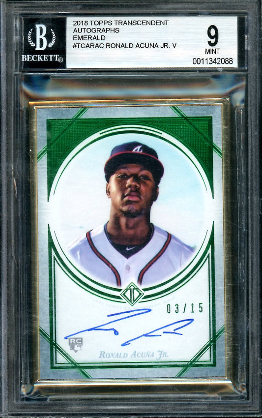 2018 Topps Transcendent Ronald Acuna Jr. Rookie Auto /15 BGS 9 Braves