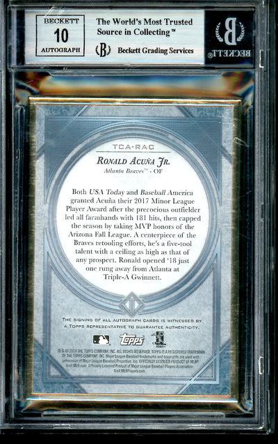 2018 Topps Transcendent Ronald Acuna Jr. Rookie Auto /15 BGS 9 Braves