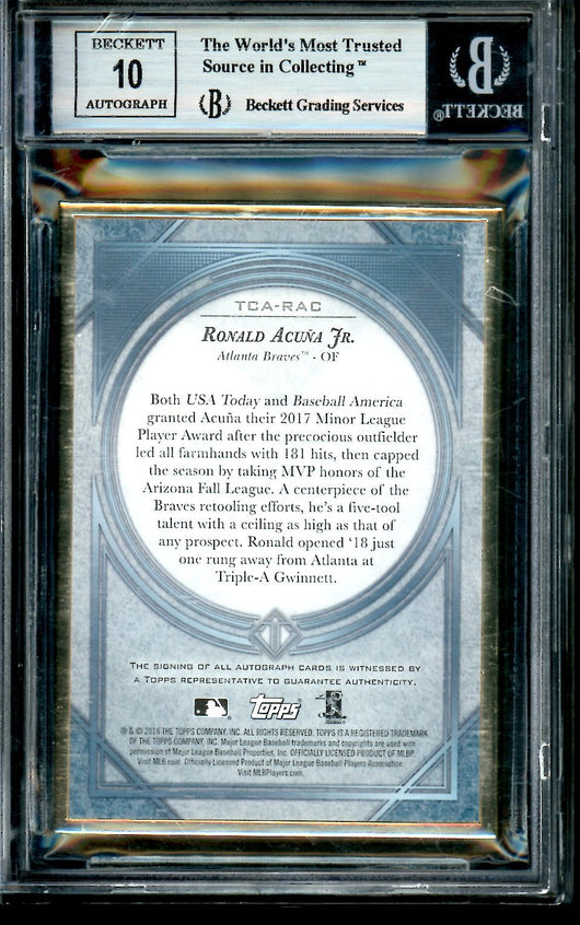 2018 Topps Transcendent Ronald Acuna Jr. Rookie Auto /15 BGS 9 Braves