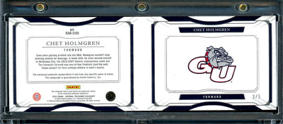 2022/23 Panini National Treasures Collegiate Chet Holmgren Rookie RPA Booklet /5 Laundry Tag Thunder