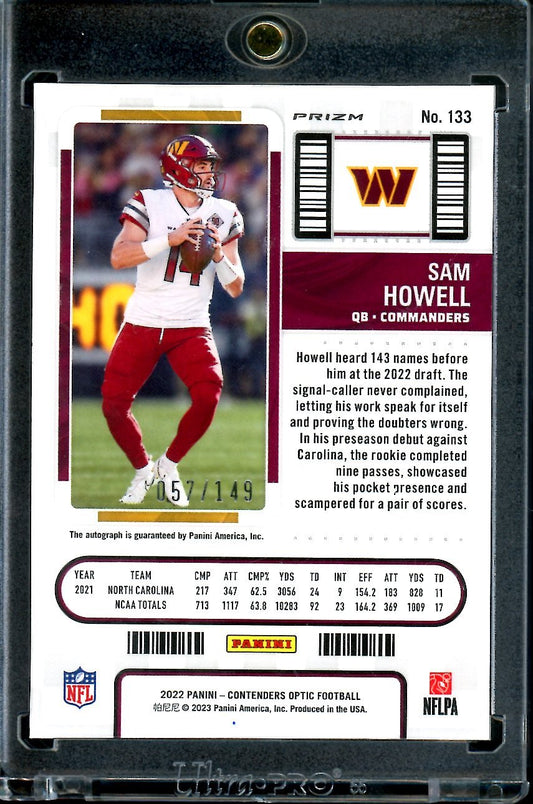 2022 Panini Contenders Optic Sam Howell Rookie Auto Red /149 Commanders