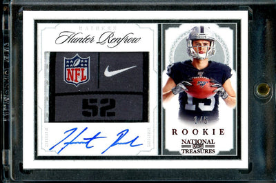 2019 Panini National Treasures Hunter Renfrow Rookie Laundry Tag RPA Red /5 Raiders