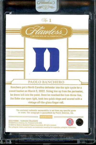 2022/23 Panini Flawless Collegiate Paolo Banchero Rookie RPA /25 Magic
