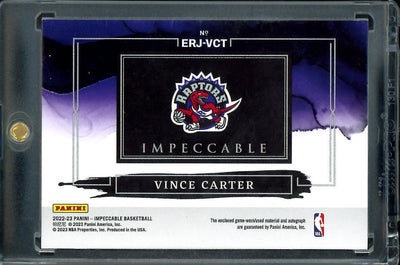 2022/23 Panini Impeccable Vince Carter Elegance Patch Auto Gold /10 Raptors