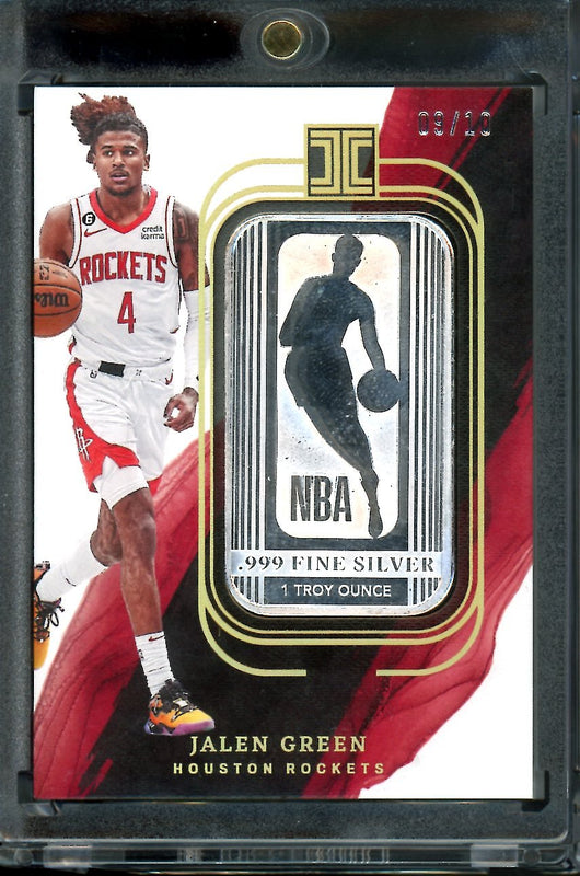 2022/23 Panini Impeccable Jalen Green Silver Troy Oz. Bar Gold /10 Rockets