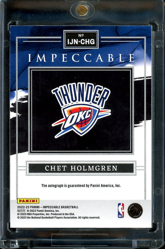 2022/23 Panini Impeccable Chet Holmgren Rookie Numbers Auto /7 Thunder
