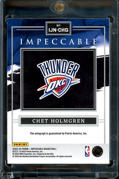 2022/23 Panini Impeccable Chet Holmgren Rookie Numbers Auto /7 Thunder