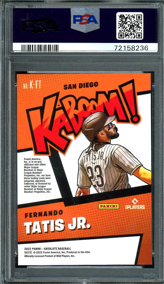 2022 Panini Absolute Fernando Tatis Jr. Kaboom SSP PSA 10 Padres