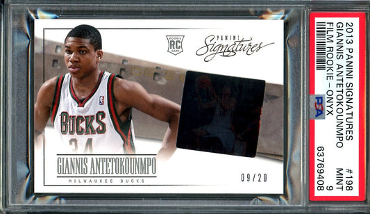 2013/14 Panini Signatures Giannis Antetokounmpo Rookie Film /20 PSA 9 Bucks