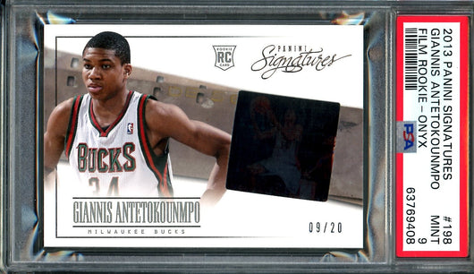 2013/14 Panini Signatures Giannis Antetokounmpo Rookie Film /20 PSA 9 Bucks