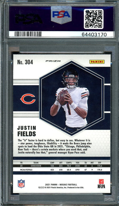 2021 Panini Mosaic Justin Fields Rookie Genesis PSA 10 Bears