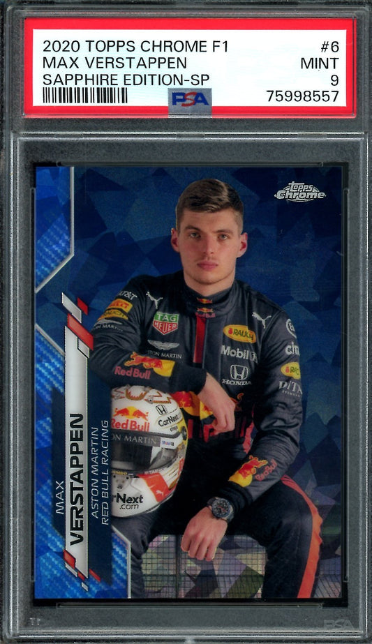2020 Topps Chrome Max Verstappen Sapphire SP PSA 9 Red Bull