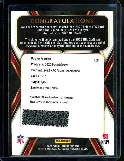 2022 Panini Select C.J. Stroud Rookie XRC Prizm Redemption Texans