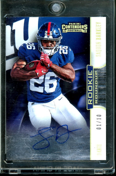 2020 Panini Contenders Saquon Barkley Rookie Roundup Auto Gold /10 Giants