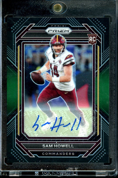2022 Panini Chronicles Prizm Black Sam Howell Rookie Auto Green /49 Commanders