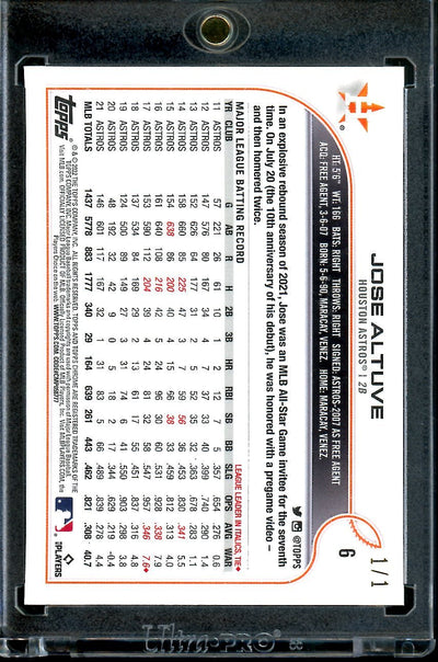 2022 Topps Chrome Ben Baller Jose Altuve Superfractor 1/1 Astros