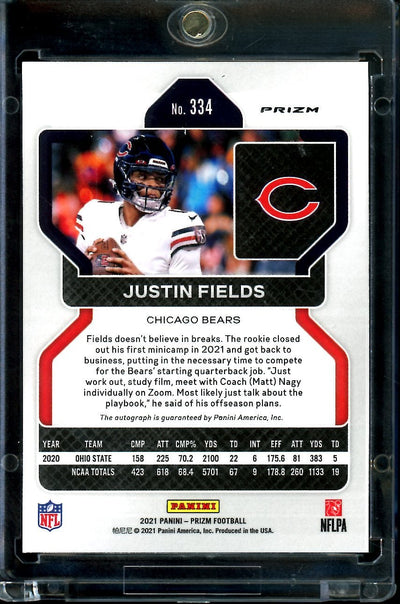 2021 Panini Prizm Justin Fields Rookie Auto Silver Bears
