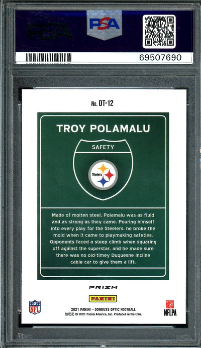 2021 Panini Optic Troy Polamalu Downtown SSP PSA 10 Steelers