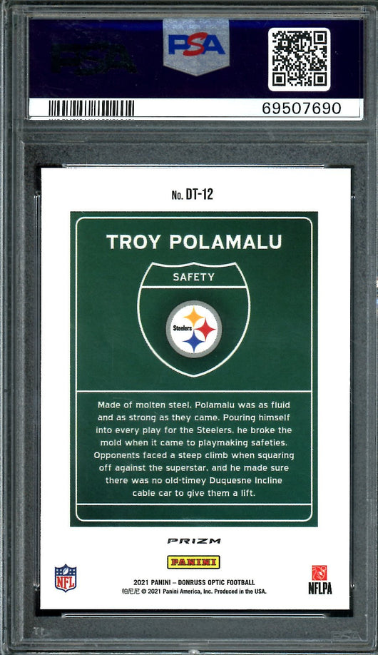 2021 Panini Optic Troy Polamalu Downtown SSP PSA 10 Steelers