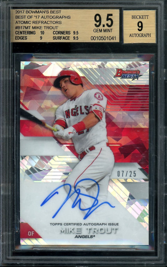 2017 Bowman's Best Mike Trout Atomic Refractor Auto /25 BGS 9.5 Angels