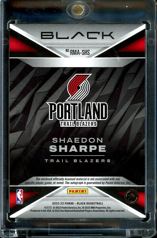 2022/23 Panini Black Shaedon Sharpe Rookie Auto RPA /35 Trailblazers