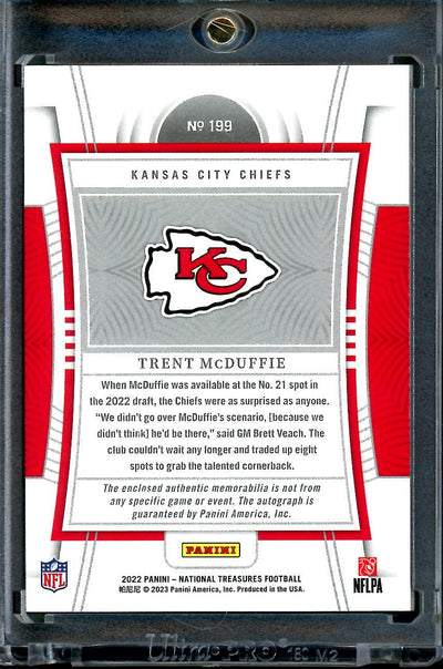 2022 Panini National Treasures Trent McDuffie Rookie Stars & Stripes RPA /10 Chiefs