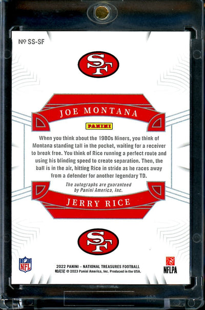 2022 Panini National Treasures Joe Montana/Jerry Rice Synced Signatures Auto /25 49ers