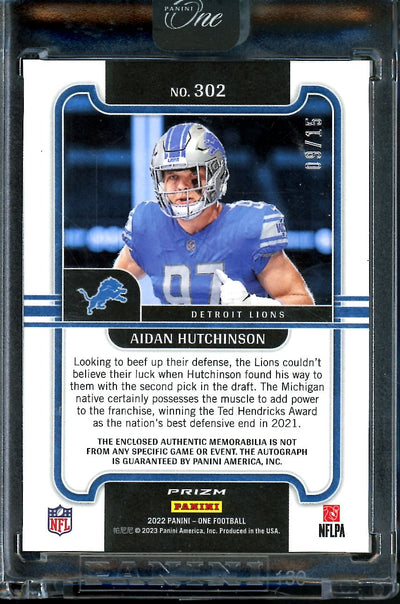 2022 Panini One Aidan Hutchinson Rookie RPA Gold Wave /15 Lions