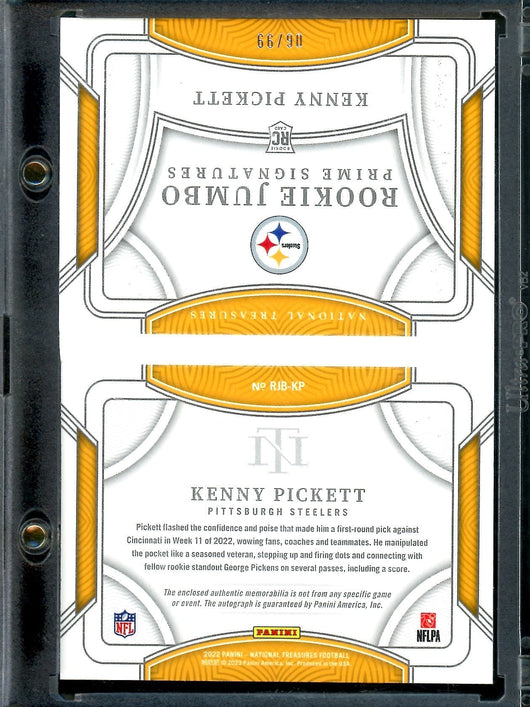 2022 Panini National Treasures Kenny Pickett Rookie Jumbo Booklet RPA /99 Steelers