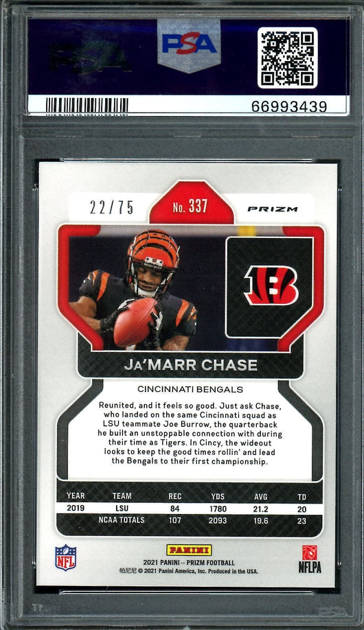 2021 Panini Prizm Ja'Marr Chase Rookie Green Scope /74 PSA 9 Bengals