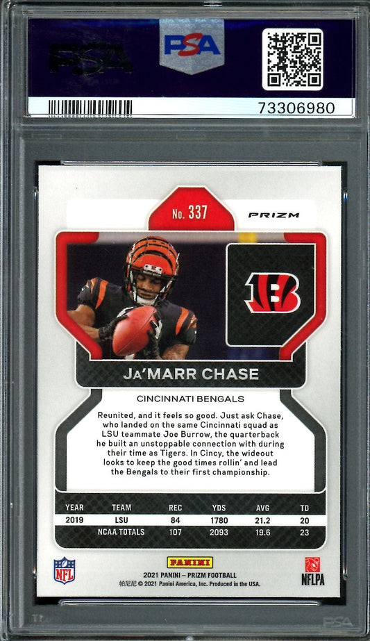2021 Panini Prizm Ja'Marr Chase Rookie Light Blue PSA 10 Bengals