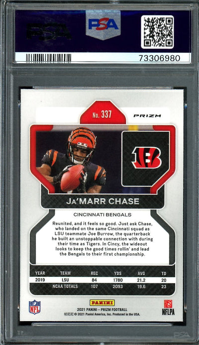 2021 Panini Prizm Ja'Marr Chase Rookie Light Blue PSA 10 Bengals