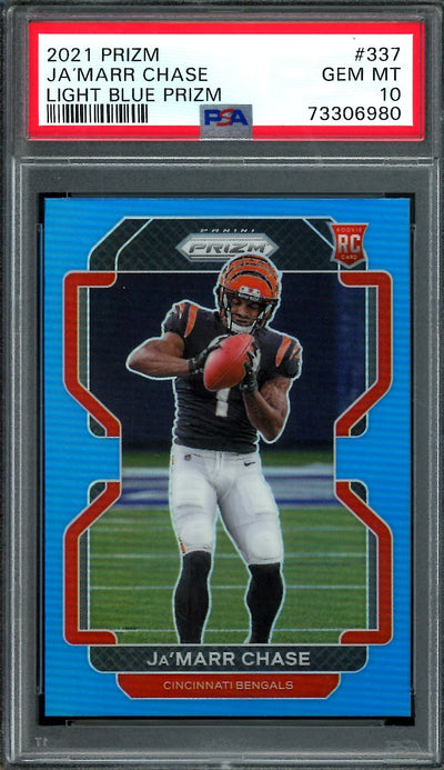 2021 Panini Prizm Ja'Marr Chase Rookie Light Blue PSA 10 Bengals
