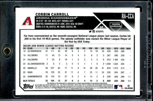 2023 Topps Chrome Corbin Carroll Rookie Auto Blue /150 Diamondbacks