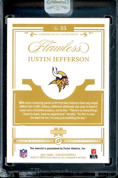 2021 Panini Flawless Justin Jefferson Emerald /5 Vikings