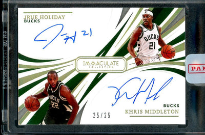 2020-21 Panini Immaculate Jrue Holiday/Khris Middleton Dual Auto Gold /25 Bucks