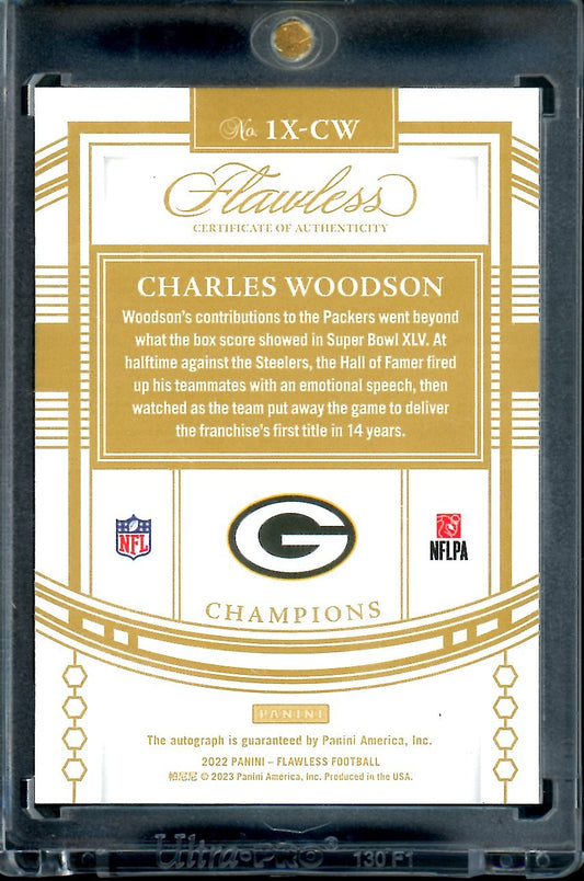 2022 Panini Flawless Charles Woodson Super Bowl Auto Gold /25 Packers